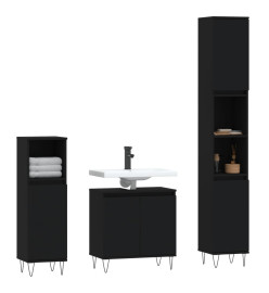 Ensemble de meubles salle de bain 3 pcs noir bois d'ingénierie