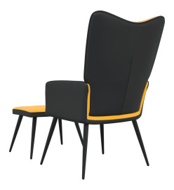 Chaise de détente et repose-pied Jaune moutarde Velours et PVC