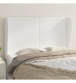 Tête de lit avec oreilles Blanc 147x23x118/128 cm Similicuir