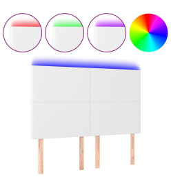Tête de lit à LED Blanc 144x5x118/128 cm Similicuir