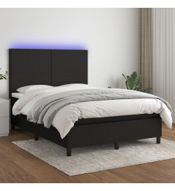 Sommier tapissier avec matelas et LED Noir 140x190 cm Tissu