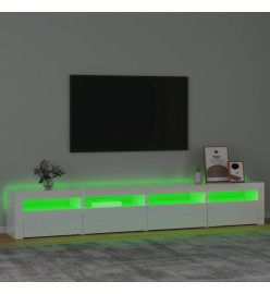 Meuble TV avec lumières LED Blanc brillant 240x35x40 cm