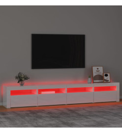 Meuble TV avec lumières LED Blanc brillant 240x35x40 cm