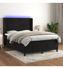Sommier tapissier avec matelas et LED Noir 140x200 cm Velours