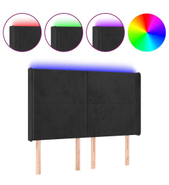 Tête de lit à LED Noir 147x16x118/128 cm Velours