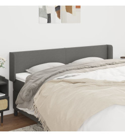 Tête de lit avec oreilles Gris foncé 163x16x78/88 cm Tissu