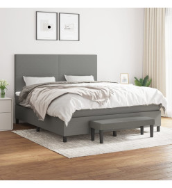 Lit à sommier tapissier avec matelas Gris foncé 160x200cm Tissu