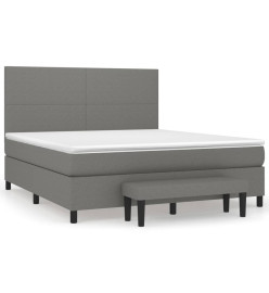 Lit à sommier tapissier avec matelas Gris foncé 160x200cm Tissu