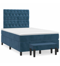 Lit à sommier tapissier et matelas Bleu foncé 120x200cm Velours