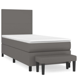 Lit à sommier tapissier avec matelas Gris 80x200 cm Similicuir