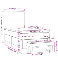 Lit à sommier tapissier avec matelas Gris 80x200 cm Similicuir