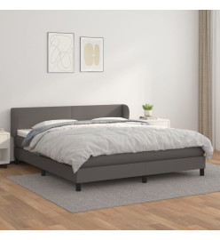 Lit à sommier tapissier avec matelas Gris 160x200 cm Similicuir