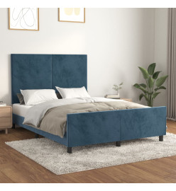 Cadre de lit avec tête de lit Bleu foncé 140x190 cm Velours