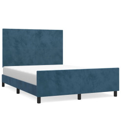 Cadre de lit avec tête de lit Bleu foncé 140x190 cm Velours