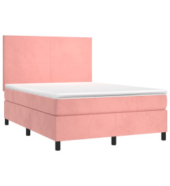 Lit à sommier tapissier avec matelas Rose 140x200 cm Velours