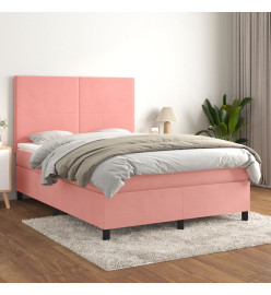 Lit à sommier tapissier avec matelas Rose 140x190 cm Velours