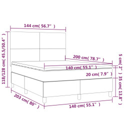 Sommier tapissier avec matelas et LED Rose 140x200 cm Velours
