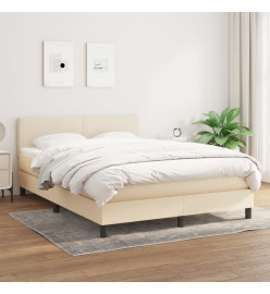 Lit à sommier tapissier avec matelas Crème 140x200 cm Tissu