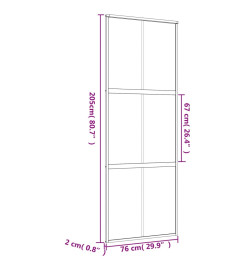 Porte coulissante doré 76x205 cm verre ESG dépoli et aluminium