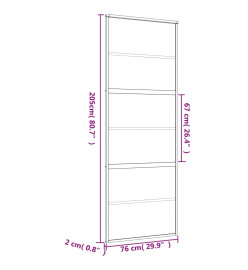 Porte coulissante doré 76x205 cm verre ESG clair et aluminium