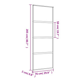 Porte coulissante doré 76x205 cm verre ESG dépoli et aluminium