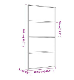 Porte coulissante doré 102,5x205 cm verre ESG dépoli aluminium