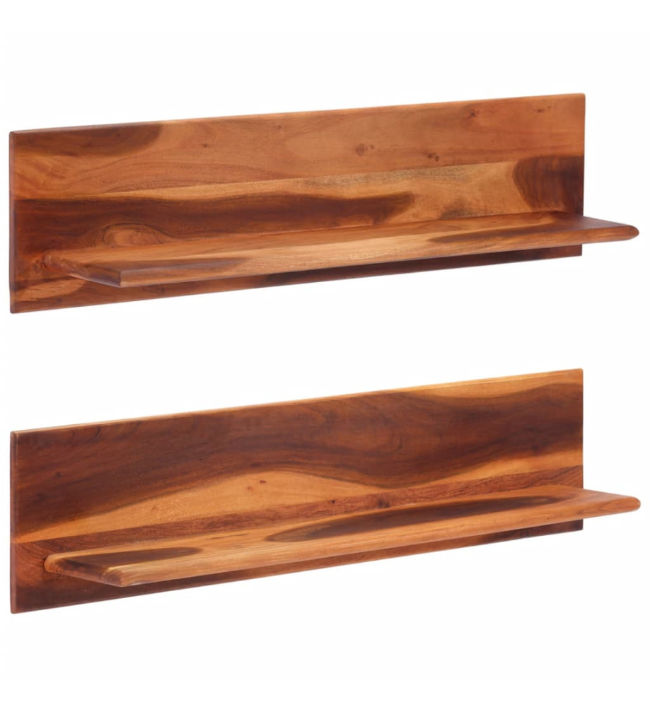 Étagères murales 2 pcs 112x20x26 cm bois massif d'acacia