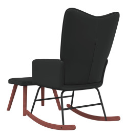 Chaise à bascule avec repose-pied Noir Velours et PVC