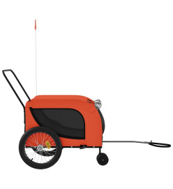 Remorque de vélo pour chien orange et noir tissu oxford et fer