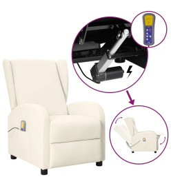 Fauteuil de massage à oreilles crème similicuir