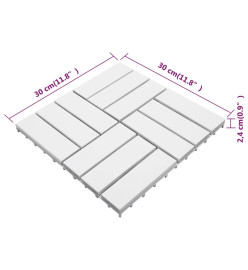 Tuiles de terrasse 20 pcs Blanc 30x30 cm Bois massif d'acacia