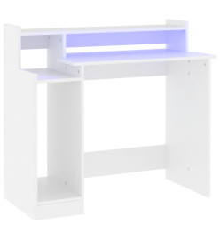 Bureau avec lumières LED Blanc 97x45x90 cm Bois d'ingénierie