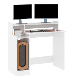 Bureau avec lumières LED Blanc 97x45x90 cm Bois d'ingénierie