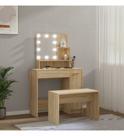 Ensemble de coiffeuse avec LED Chêne sonoma Bois d'ingénierie