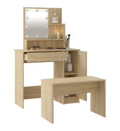 Ensemble de coiffeuse avec LED Chêne sonoma Bois d'ingénierie