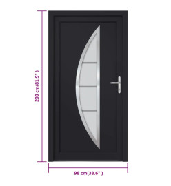 Porte d'entrée anthracite 98x200 cm PVC