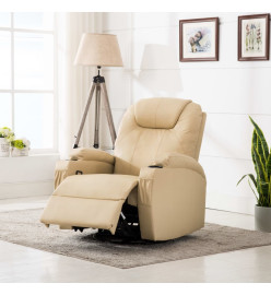 Fauteuil à bascule de massage Crème Similicuir