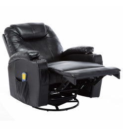 Fauteuil à bascule de massage Noir Similicuir