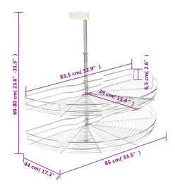 Panier à 2 niveaux métallique de cuisine 180 degrés 85x44x80 cm