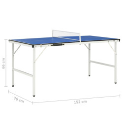 Table de ping-pong avec filet 152x76x66 cm Bleu