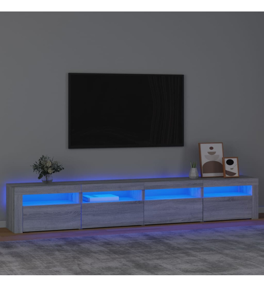 Meuble TV avec lumières LED Sonoma gris 240x35x40 cm