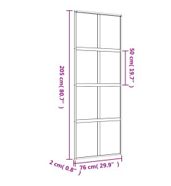 Porte coulissante doré 76x205 cm verre ESG clair et aluminium