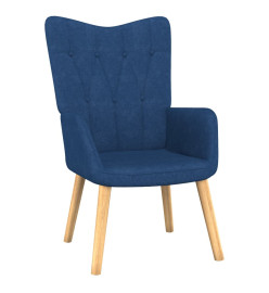 Chaise de relaxation avec tabouret Bleu Tissu