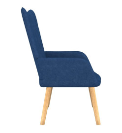 Chaise de relaxation avec tabouret Bleu Tissu