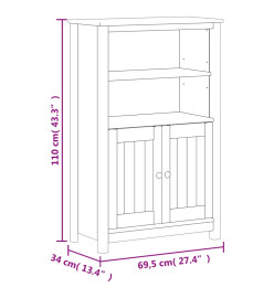 Armoire de salle de bain BERG noir 69,5x34x110 cm pin massif