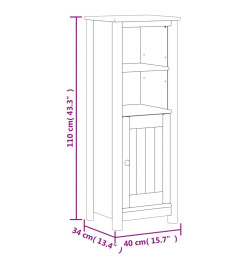 Armoire de salle de bain BERG noir 40x34x110 cm pin massif