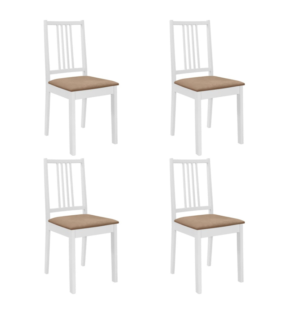 Chaises à manger avec coussins lot de 4 blanc bois solide