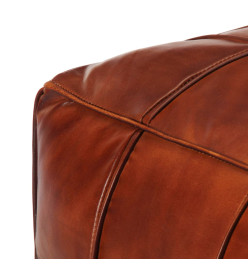 Pouf 60 x 60 x 30 cm Brun roux Cuir véritable de chèvre