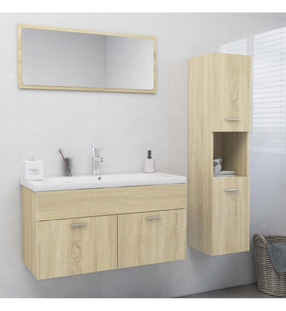 Ensemble de meubles de salle de bain Chêne sonoma Aggloméré