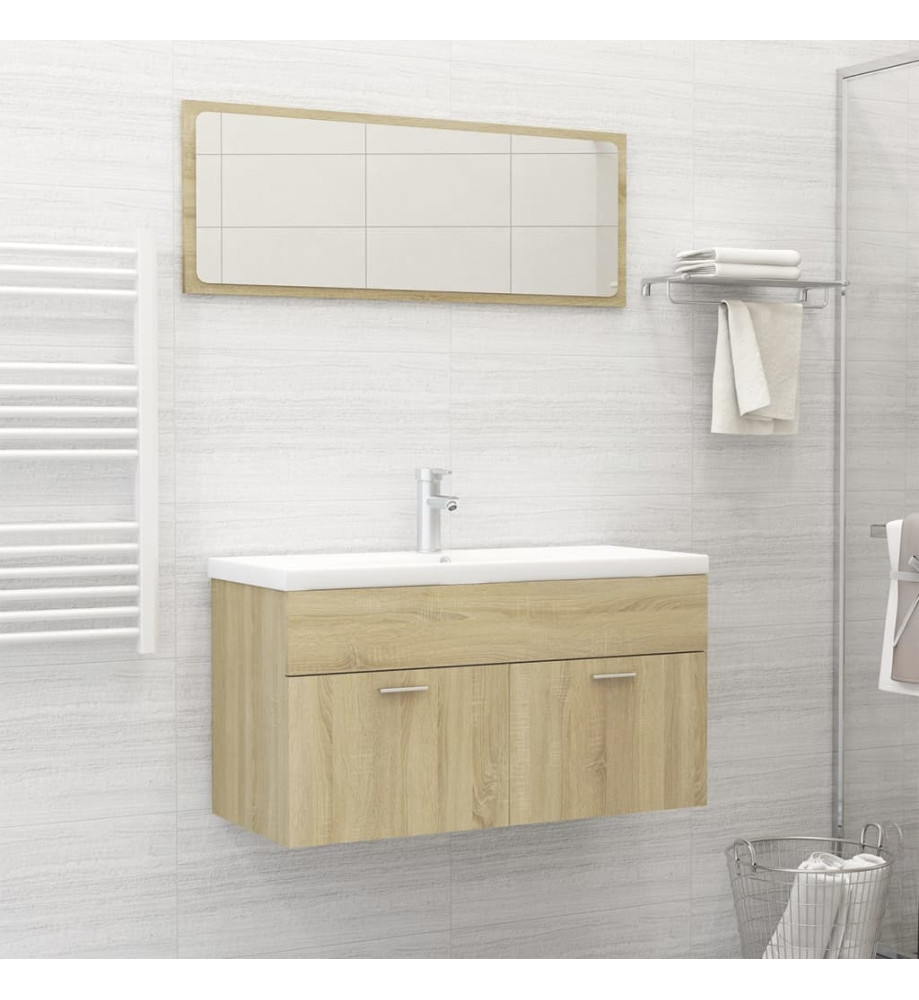 Ensemble de meubles de salle de bain Chêne sonoma Aggloméré